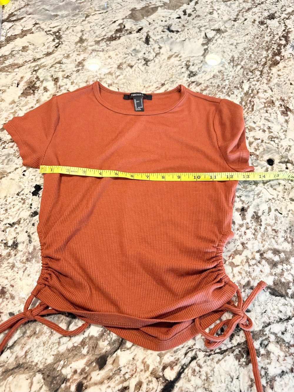 Forever 21 Rust Ribbed Ruched Drawstring Side Crop Top Small - Picture 5 of 5